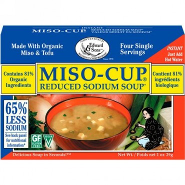 Edward & Sons, Edward & Sons, Miso-Cup, Reduced Sodium Soup, 4 Single Serving Envelopes, 7.2 g Each (Discontinued Item)