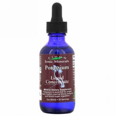 Eidon Mineral Supplements, カリウム、液体濃縮物、2 oz (60 ml)