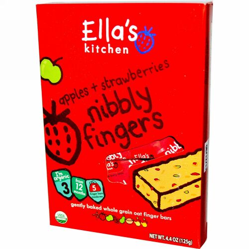 Ella's Kitchen, ニブリーフィンガーズ、 アップル + ストロベリー、 5本、 4.4オンス (125 g) (Discontinued Item)