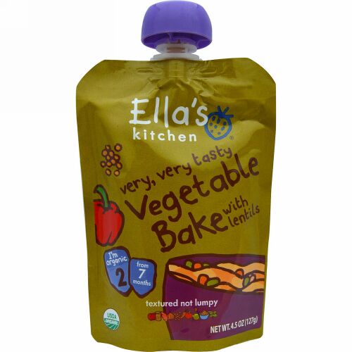 Ella's Kitchen, 本当に美味しいレンズ豆入りベジタブルベイク, 4.5オンス（127 g） (Discontinued Item)