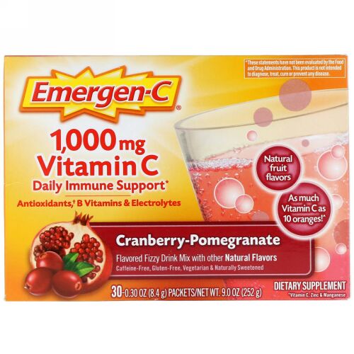 Emergen-C, ビタミンC、クランベリー-ザクロ、1,000mg、30袋、各8.4g（0.30oz）
