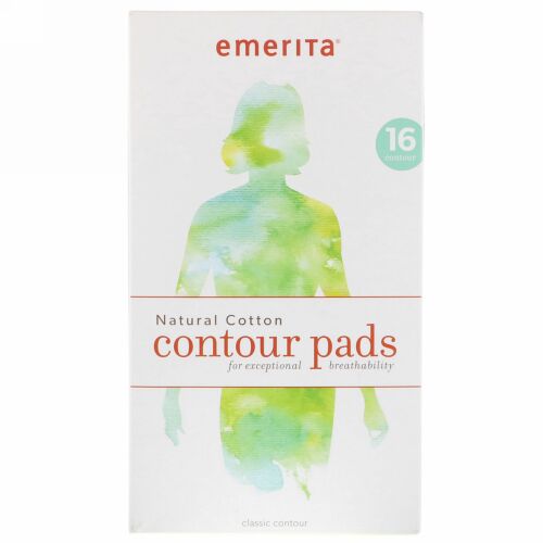 Emerita, ナチュラルコットンぴったりパッド、16枚 (Discontinued Item)