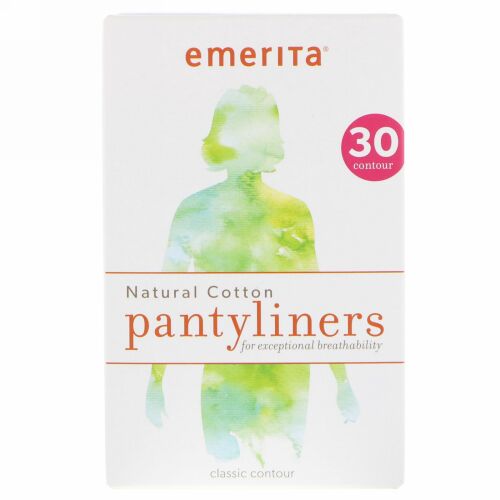 Emerita, ナチュラルコットンパンティーライナー、クラシックコントゥア、30パンティーライナー (Discontinued Item)