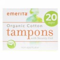 Emerita, オーガニックコットンタンポン、ノンアプリケーター、スーパー、20本 (Discontinued Item)