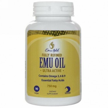 Emu Gold, 完全精製　エミューオイル, ウルトラアクティブ, 750 mg, ソフトジェル90粒