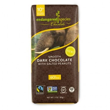 Endangered Species Chocolate, Smooth Dark Chocolate with Salted Peanuts, 3 oz (85 g) (Discontinued Item)