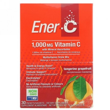 Ener-C, ビタミンC、発泡性粉末飲料ミックス、タンジェリングレープフルーツ、30包、10.03オンス（283.5g） (Discontinued Item)