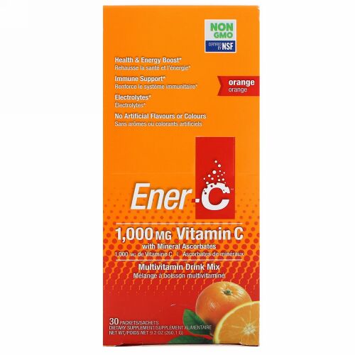 Ener-C, ビタミンC、マルチビタミンドリンクミックス、オレンジ、30包、9.2オンス（ 260.1g ）