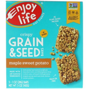 Enjoy Life Foods, クリスピー穀物 & シードバー、メープルスイートポテト、5本、各1オンス (28 g) (Discontinued Item)