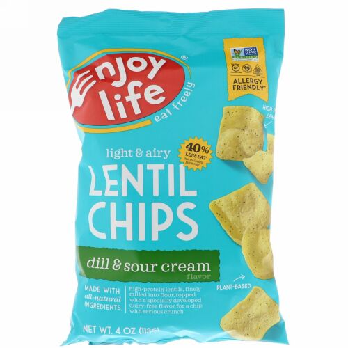 Enjoy Life Foods, ライト&エアリーレンズ豆チップス、ディル&サワークリームフレーバー、113g（4oz）