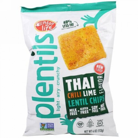 Enjoy Life Foods, Plentils, Lentil Chips, Thai Chili Lime Flavor , 4 oz (113 g) (Discontinued Item)