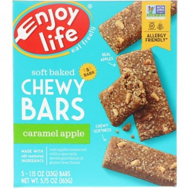 Enjoy Life Foods, ベイクド チューウィー バーズ, キャラメル アップル, 5バー, 各1 oz (28 g) (Discontinued Item)