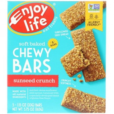Enjoy Life Foods, Baked Chewy Bars, SunSeed Crunch, 5 Bars, 1 oz (28 g) Each (Discontinued Item)