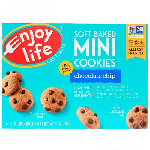 Enjoy Life Foods, ソフトベークドミニス, チョコレートチップナックパック, 6袋 (各1個入り), 各1オンス (28 g)