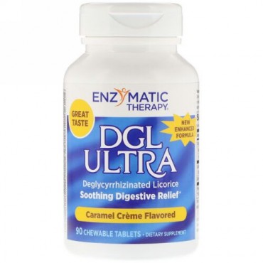 Enzymatic Therapy, DGL ウルトラ、キャラメル・クリーム味、チュアブル・タブレット90 錠 (Discontinued Item)