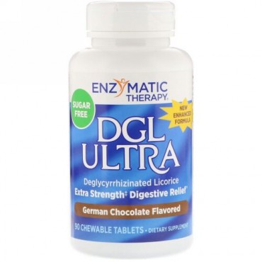 Enzymatic Therapy, DGLウルトラ, 無糖, ドイツチョコレート風味, 90錠（チュアブル） (Discontinued Item)