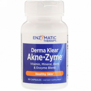 Enzymatic Therapy, Derma Klear（ダーマクリア）Akne-Zyme（アクネザイム）、健康な肌、90粒