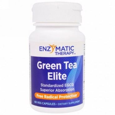 Enzymatic Therapy, グリーンティーエリート、 標準化 EGCG、 60植物性カプセル (Discontinued Item)