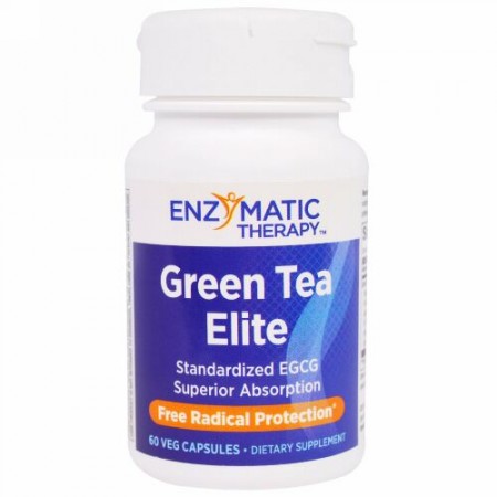 Enzymatic Therapy, グリーンティーエリート、 標準化 EGCG、 60植物性カプセル (Discontinued Item)