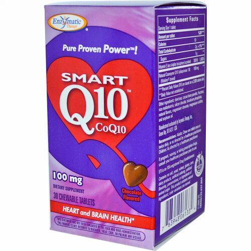 Enzymatic Therapy, スマートQ10 CoQ10、チョコレート味、100 mg、30タブレット(噛めるタイプ) (Discontinued Item)
