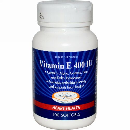 Enzymatic Therapy, Vitamin E, Mixed Tocopherols, 400 IU, 100 Softgels (Discontinued Item)