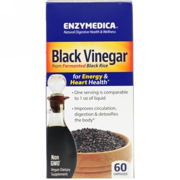 Enzymedica, 黒酢、60カプセル (Discontinued Item)