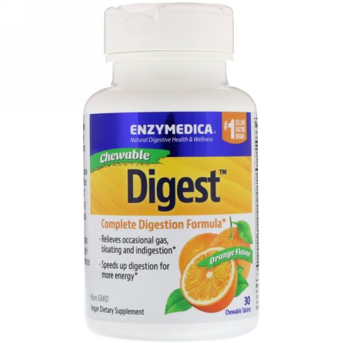 Enzymedica, Digest, Complete Digestion Formula, Orange Flavor, 30 Chewable Tablets (Discontinued Item)