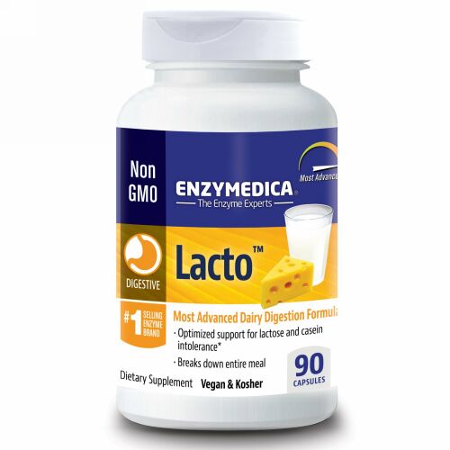 Enzymedica, ラクト、最高度乳製品消化フォーミュラ、90カプセル