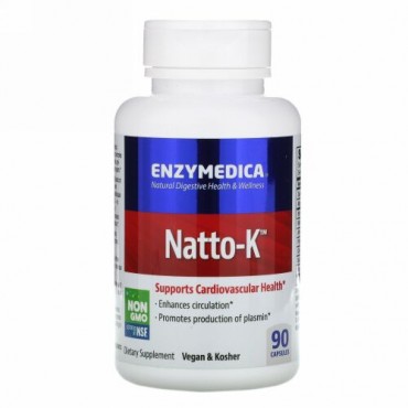 Enzymedica, 納豆-K, 心臓血管, 90カプセル