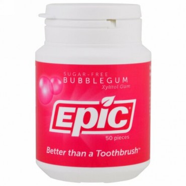 Epic Dental, キシリトールガム、無糖、風船ガム、50個