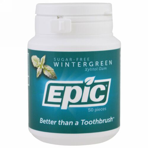 Epic Dental, Xylitol Gum, Sugar Free, Wintergreen, 50 Pieces (Discontinued Item)