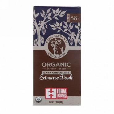Equal Exchange, Organic, Dark Chocolate, Extreme Dark, 88% Cacao, 2.8 oz (80 g)
