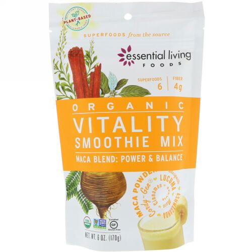 Essential Living Foods, オーガニック、バイタリティ・スムージーミックス、マカブレンド、パワー＆バランス、6オンス (170g) (Discontinued Item)