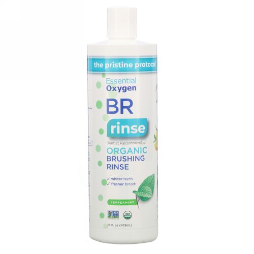 Essential Oxygen, BRオーガニックブラシリンス、ぺパーミント、16fl oz（473ml） (Discontinued Item)