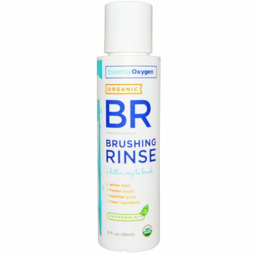 Essential Oxygen, オーガニック・ブラッシングリンス、 ペパーミント、 3 液量オンス (88 ml) (Discontinued Item)