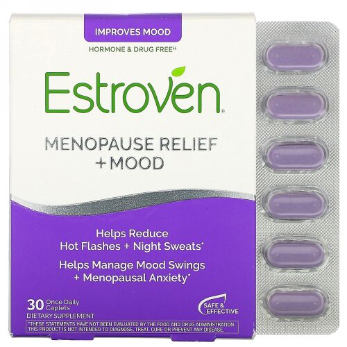 Estroven, Menopause Relief（ゆらぎ期サポート）、マキシマムストレングス＋エネルギー、1日1回28日分カプレット