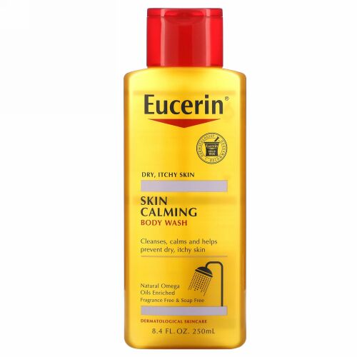 Eucerin, スキンカーミングボディウォッシュ、乾燥した、かゆみのある肌向け、無香料、8.4液体オンス（250 ml）