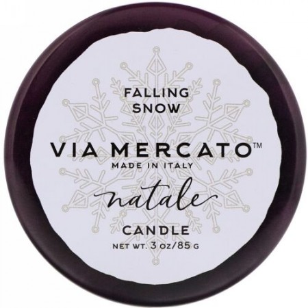 European Soaps, ヴィア・メルカート、ナターレ、キャンドル、降雪、3 oz (85 g) (Discontinued Item)