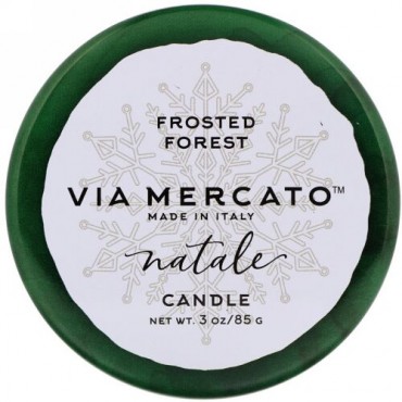 European Soaps, ヴィア・メルカート、ナターレ、キャンドル、フロステッド・フォレスト、3 oz (85 g) (Discontinued Item)