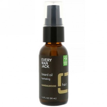 Every Man Jack, ビアードオイル、保湿、サンダルウッド、1液体オンス（30 ml） (Discontinued Item)