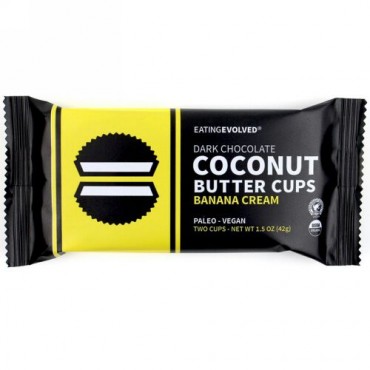 Evolved Chocolate, ダークチョコレート、ココナッツバターカップ、バナナクリーム、2個、1.5 oz (42 g) (Discontinued Item)