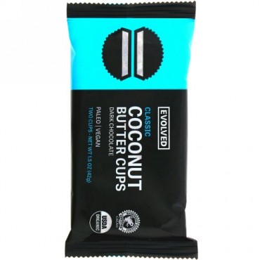 Evolved Chocolate, ダークチョコレート、ココナッツバターカップ、クラシック、2カップ、1.5 oz (42 g) (Discontinued Item)
