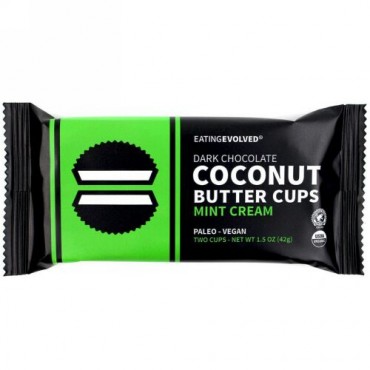 Evolved Chocolate, ダークチョコレート、ココナッツバターカップ、ミントクリーム、2カップ、1.5オンス (42 g) (Discontinued Item)