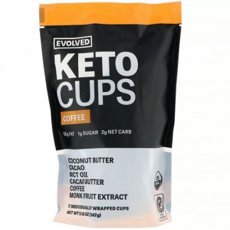 Evolved Chocolate, ケトカップス(Keto Cups)、コーヒー、147g (Discontinued Item)