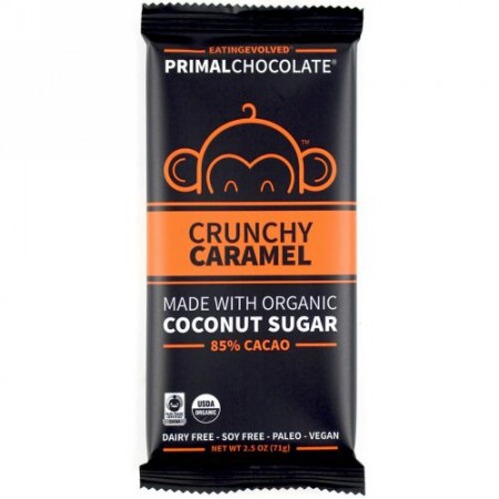 Evolved Chocolate, プライマルチョコレート、クランチーカラメル85％カカオ、2.5 oz (71 g) (Discontinued Item)