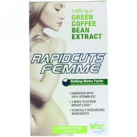 FEMME, ラピッドカッツ・フェム、減量効果のあるグリーンコーヒー（ビタミンB12入り）、カプセル42粒 (Discontinued Item)