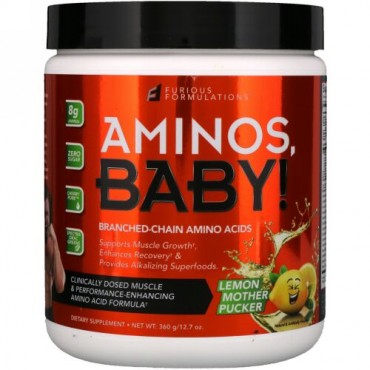 FURIOUS FORMULATIONS, アニオス、ベビー！分岐鎖アミノ酸、レモンマザープッカー、12.7オンス (360 g) (Discontinued Item)