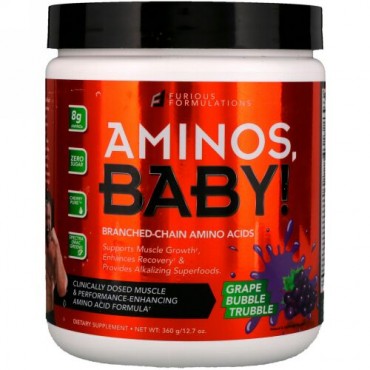 FURIOUS FORMULATIONS, アニオスベビー！、分岐鎖アミノ酸、グレープバブルトルブル、2.7オンス (360 g) (Discontinued Item)