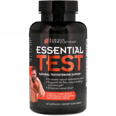 FURIOUS FORMULATIONS, Essential Test Natural Testosterone Support, 60 Capsules (Discontinued Item)