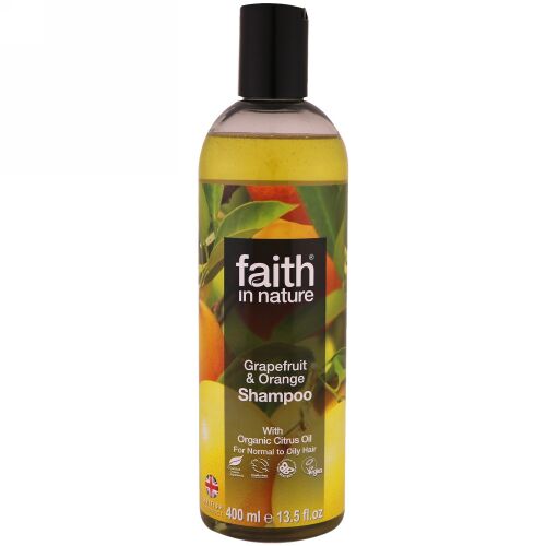 Faith in Nature, シャンプー、ノーマルからオイリーヘア向け、グレープフルーツ＆オレンジ、13.5液体オンス（400 ml） (Discontinued Item)